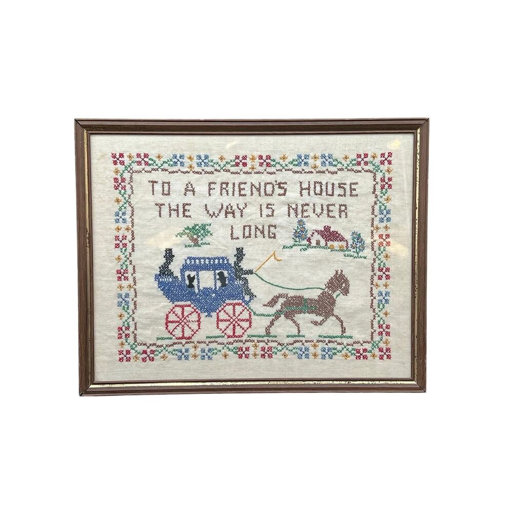 Framed Early Vintage Needlework